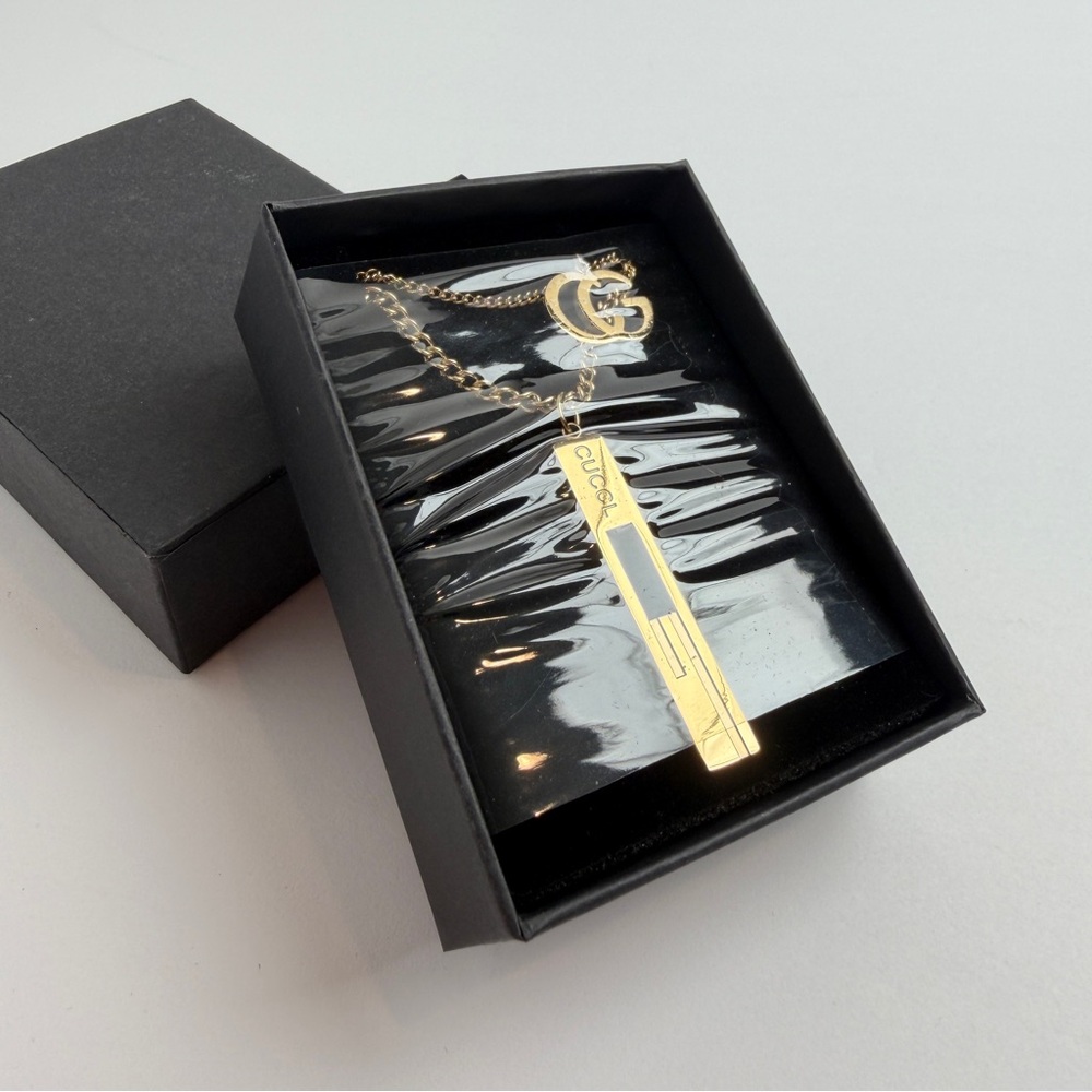 Gold Double Pendant Necklace - Picture 2 of 4